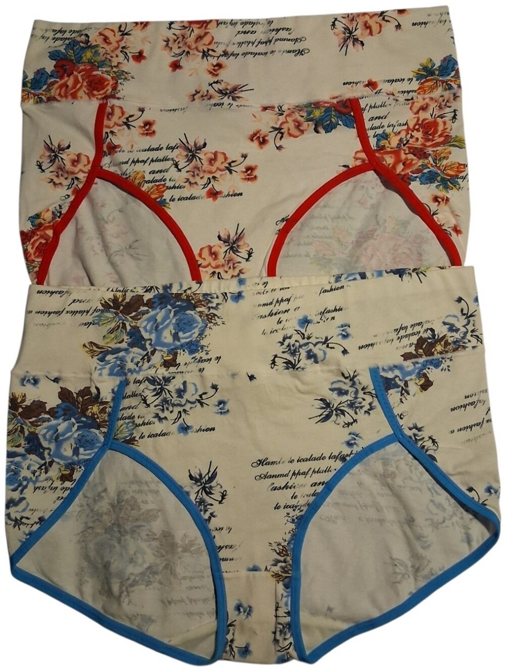 NWOT Lot of 2 Cotton Brief Underwear Panties sz 2XL High Leg Full Floral Print